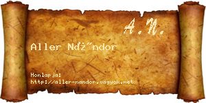 Aller Nándor névjegykártya